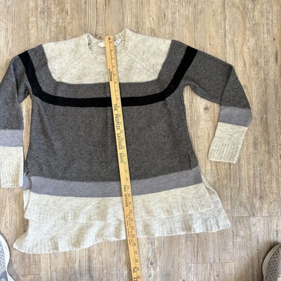 WILT by Anthropologie Striped Sweater M Gray Merino Wool Blend - Picture 3 of 7